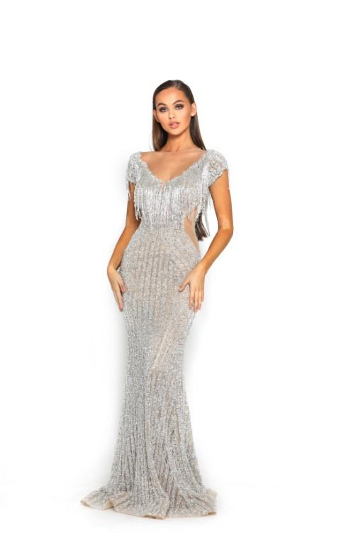 silver couture dress