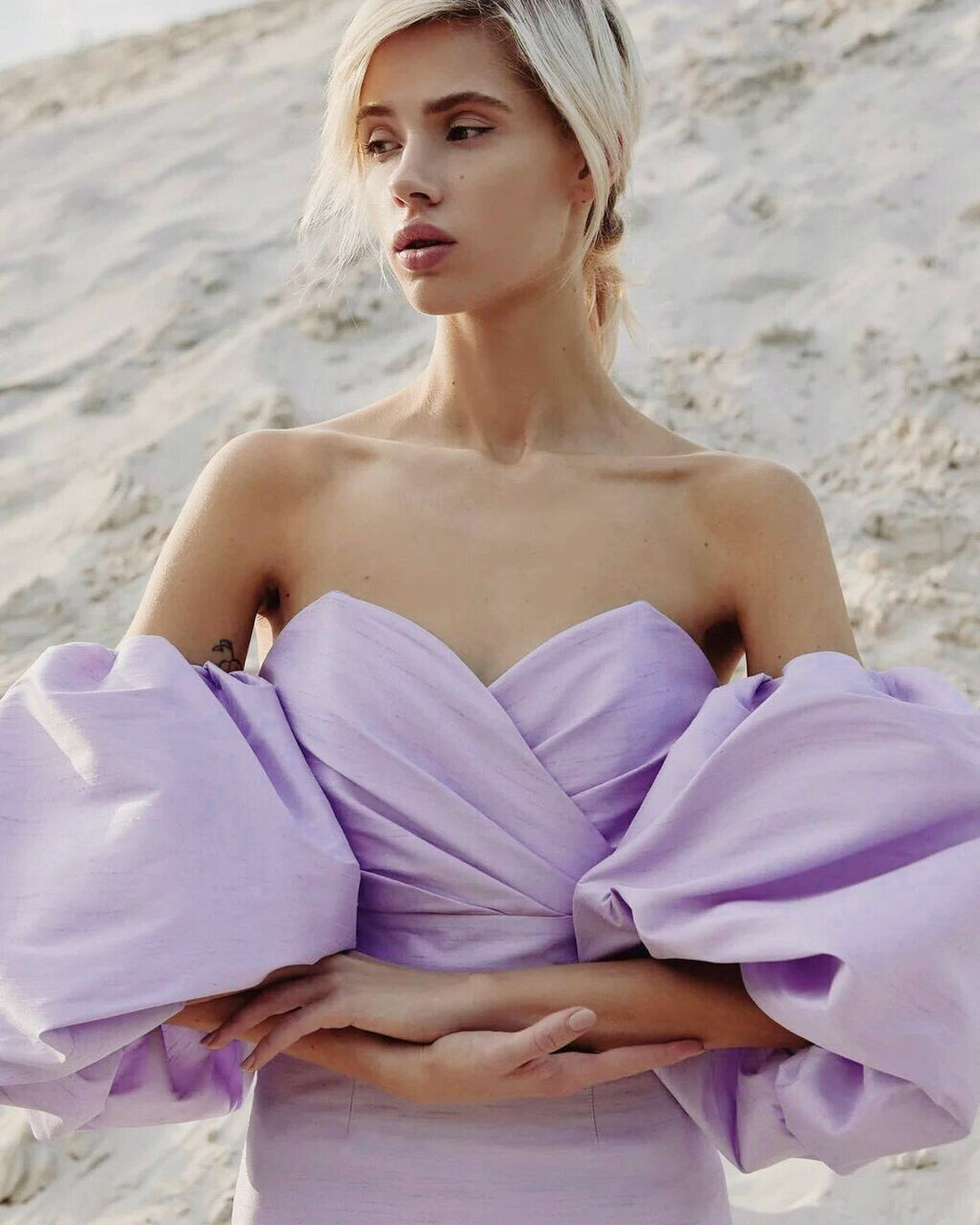 Katarina Puff Sleeve Dress – Lilac ...